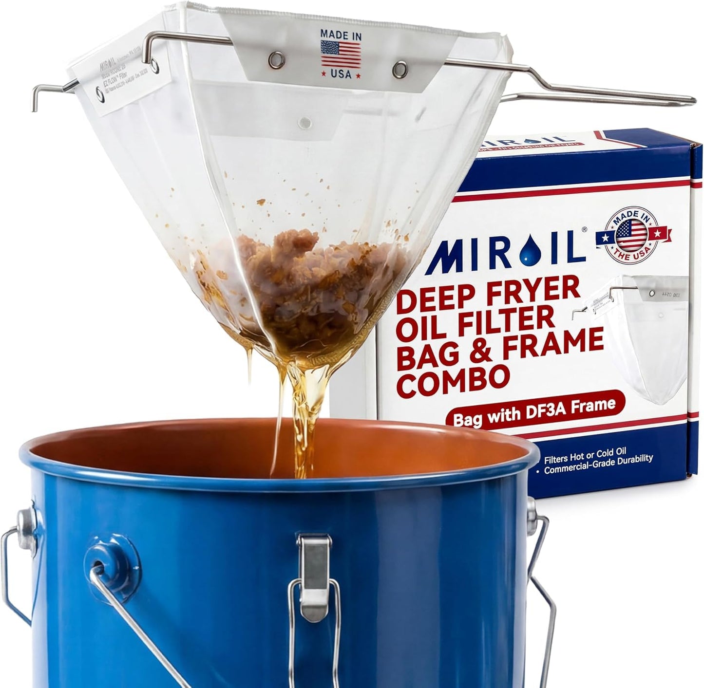 MirOil 6 Gallon Blue Oil Grease Bucket & Filter Pot
