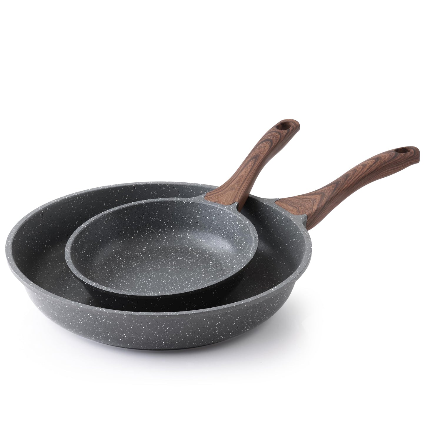SENSARTE Ceramic Nonstick Frying Pan Skillets, White (8+11Inch with Lid)
