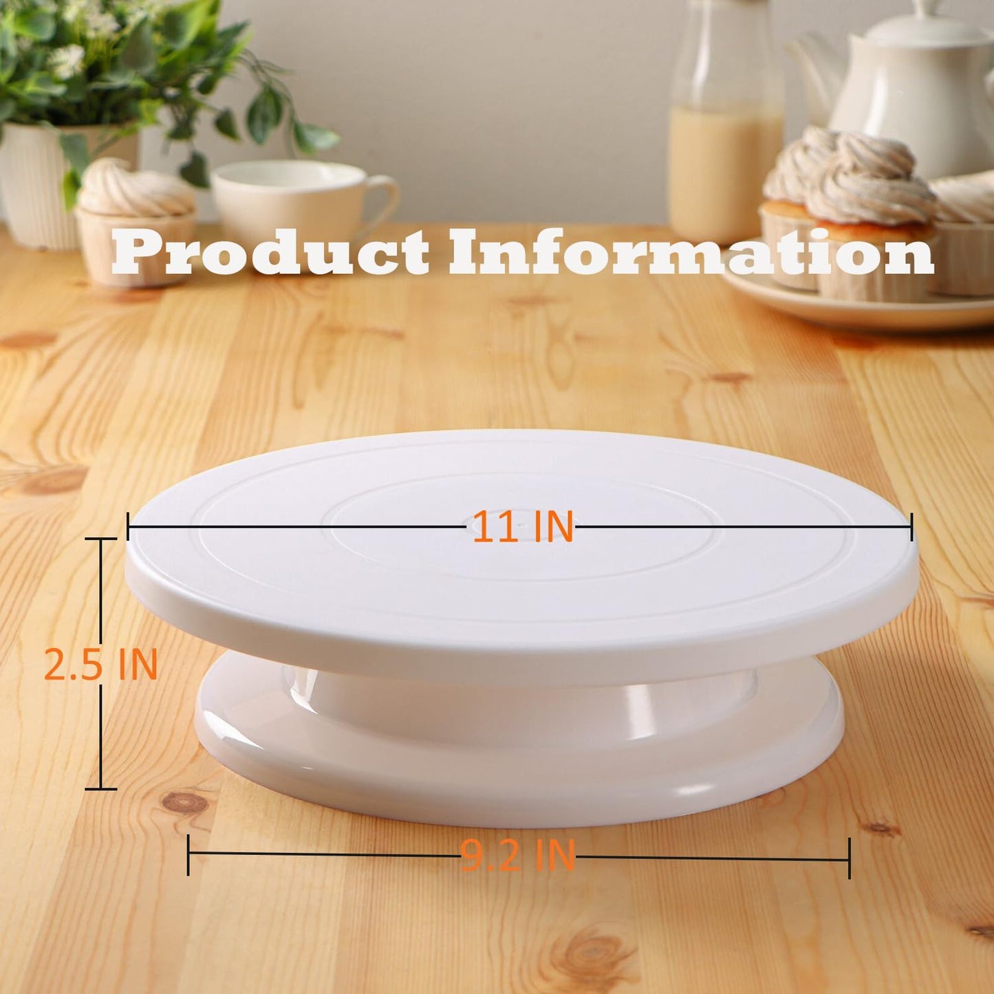 11 Inch Revolving Cake Stand Turntable, Cake Decorating Kit with 24 Icing Piping Tips, 3 Scrapers, 2 Spatulas, 1 Coupler and 1 Reusable Piping Bag, Baking Supplies for Beginners and Cake Lovers