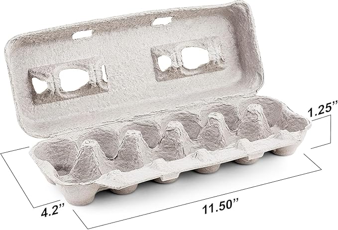 MT Products Blank Natural Pulp Egg Cartons Bulk - Made in USA - Holds Up to Twelve Eggs - 1 Dozen - Cardboard Material Perfect For Storing Extra Eggs (Pack of 5)