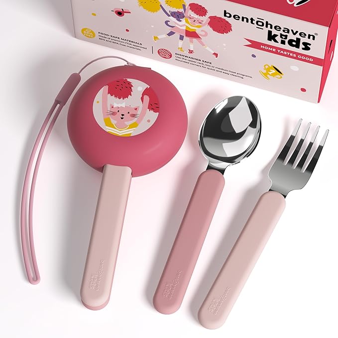 Bentoheaven Kids Utensils Set with Case, Reusable Fork & Spoon, Dachshund