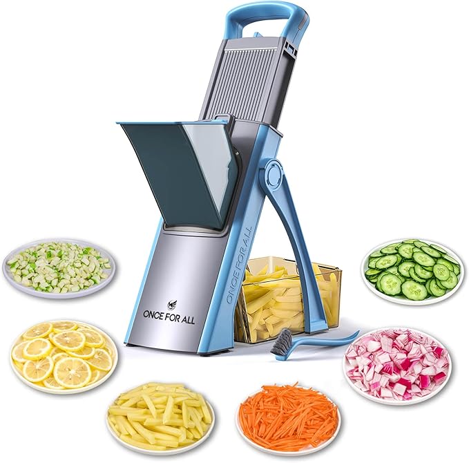 ONCE FOR ALL Upgrade Safe Mandoline Slicer Plus, Adjustable Vegetable Slicer DarkGray