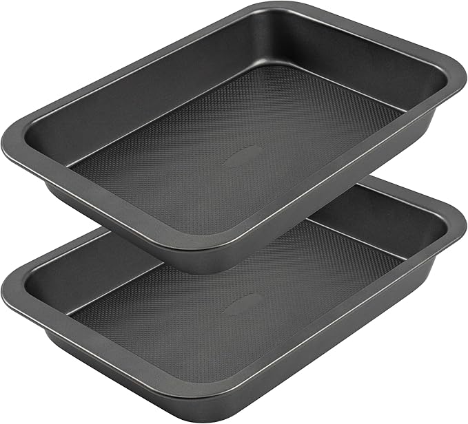 Tiawudi Cake Pan, Nonstick Baking Pan for Cake, Bread, Brownie or Lasagna, Heavy Duty Baking Dish with Diamond Texture Pattern and Wide Grips