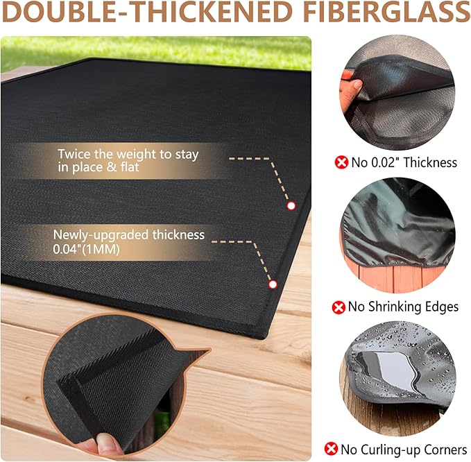 Eongreat 48x30 inch Under Grill Mats for Outdoor Grill, Double-Thickened Fireproof Patio Deck Protector Mat, Oil-Proof Waterproof BBQ Mat for Under Grill, Fireplace/Fire Pit Mat Grill Floor Pads