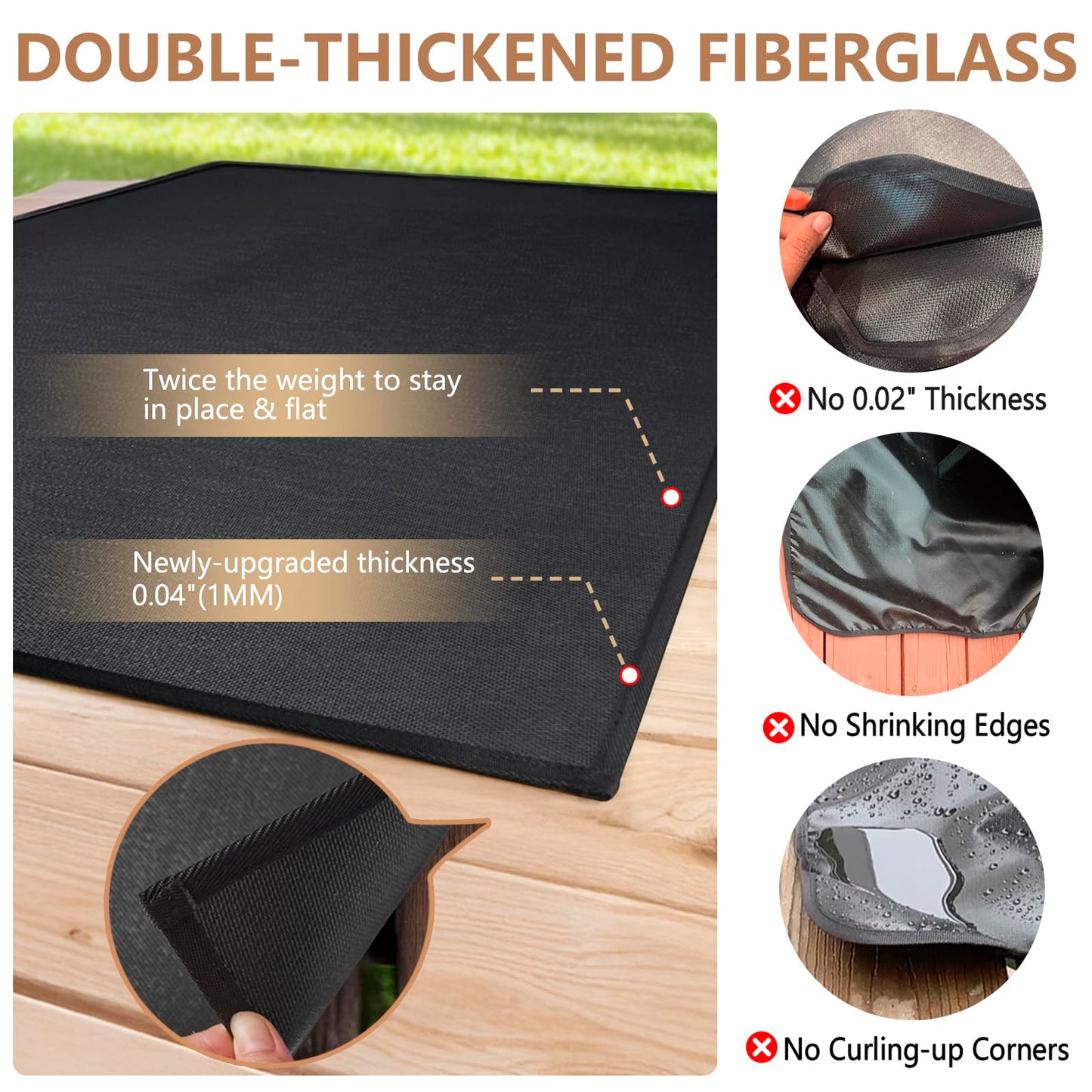 Eongreat 48x30 inch Under Grill Mats for Outdoor Grill, Double-Thickened Fireproof Patio Deck Protector Mat, Oil-Proof Waterproof BBQ Mat for Under Grill, Fireplace/Fire Pit Mat Grill Floor Pads