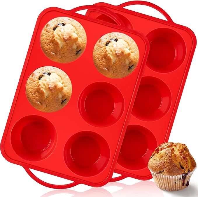 Puyeipt Jumbo Muffin Pan with Metal Frame, 6 Cups