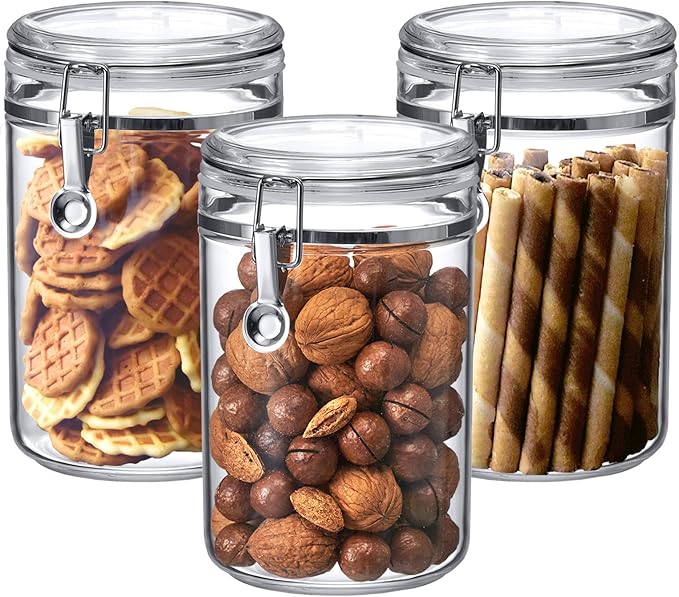 Amazing Abby - Cathy - 70-Ounce Plastic Canister (Set of 3), Plastic Airtight Food Container, Stackable for Pantry Storage, BPA-Free and Shatter-Proof, Perfect for Home and Commercial Use
