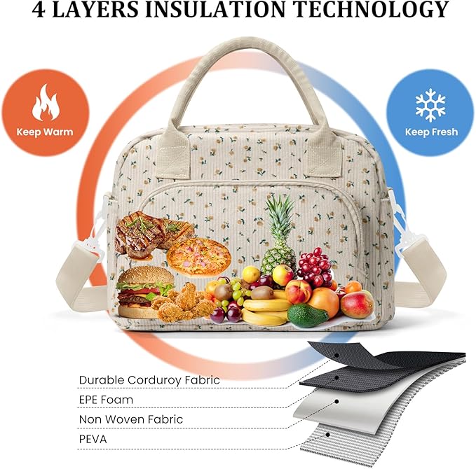MEXS Insulated Lunch Bag for Women Men Large Reusable Lunch Box Adult Leakproof Portable Cooler Tote Bags for Work Picnic
