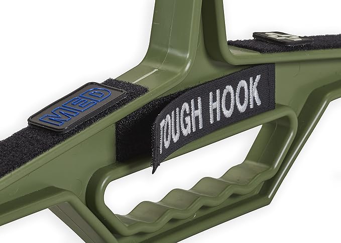 Tough Hook Original ID MAX Heavy Duty Hanger - USA-Made 200lb Capacity - Police Tactical Gear & Scuba BCD Hanger with Anti-Slip Design - Wetsuit & Body Armor Organizer with 3 ID Strips,1 Pack Foliage