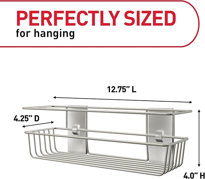 Command Shower Caddy Matte Black with Water Resistant Strips, Bathroom Organizer, Holds up to 6.5 lbs