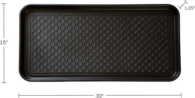 All Weather Boot Tray – Set of 2 Large Water-Resistant Plastic Utility Shoe Mat for Indoor and Outdoor Use in All Seasons by Stalwart (Black)