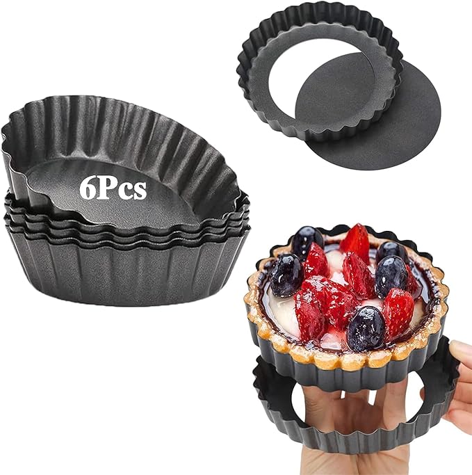 Xstronq 12PCS 3" Egg Tart Molds, Mini Carbon Steel Non-Stick Baking Pans