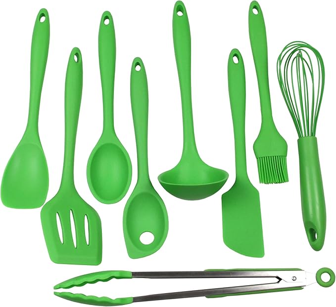 Chef Craft Premium Silicone Kitchen Tool and Utensil Set, 9 Piece, Red