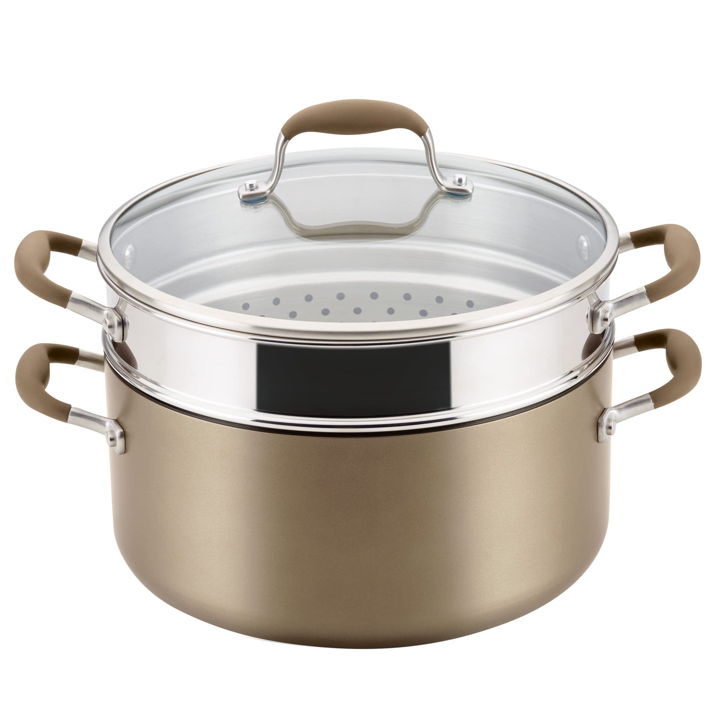 Anolon Advanced Home Nonstick Saucepan with Straining Lid, 2-Quart, Onyx