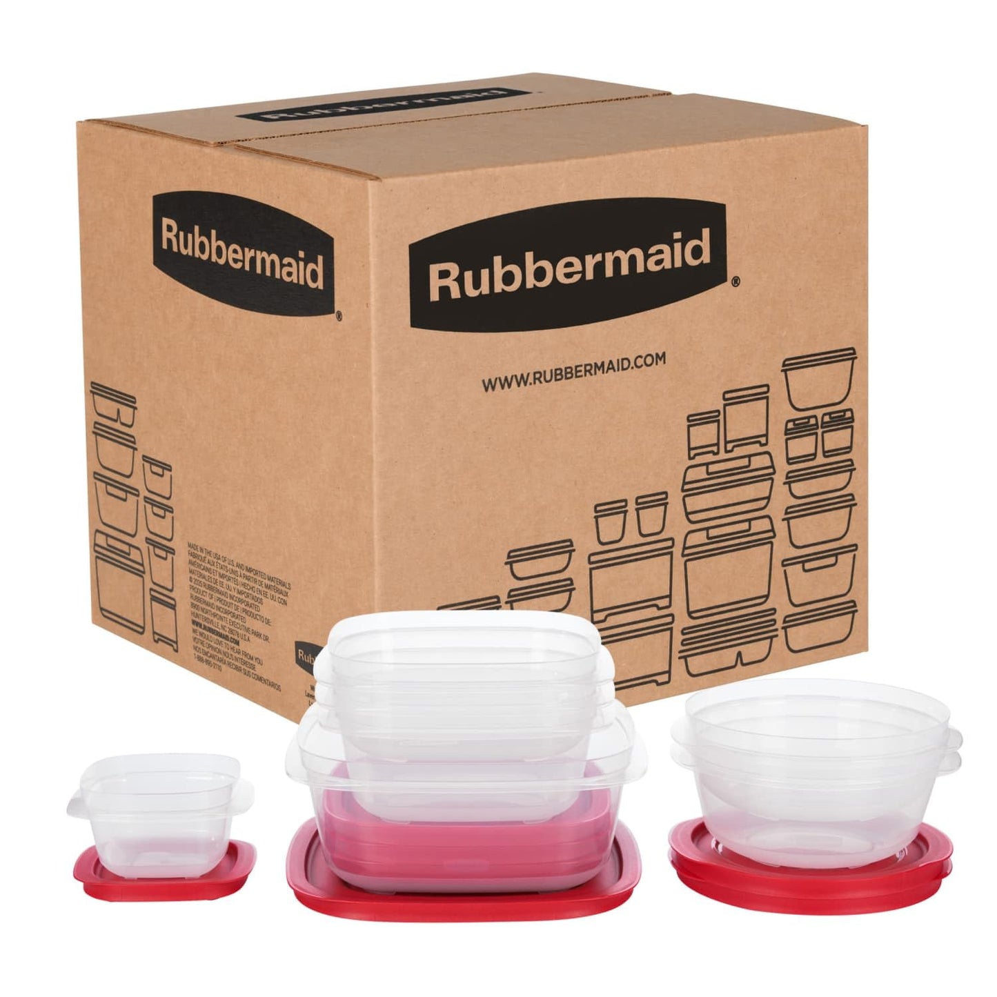 Rubbermaid EasyStore Rectangle, Square, and Round Containers, 34-Piece Set, Food Storage Containers, Food Storage Containers with Lids