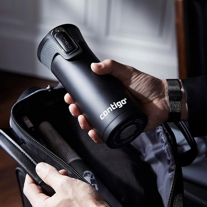 Contigo West Loop Stainless Steel Travel Mug with AUTOSEAL Lid,16oz.,Stainless Steel/Black,(Pack of 4)