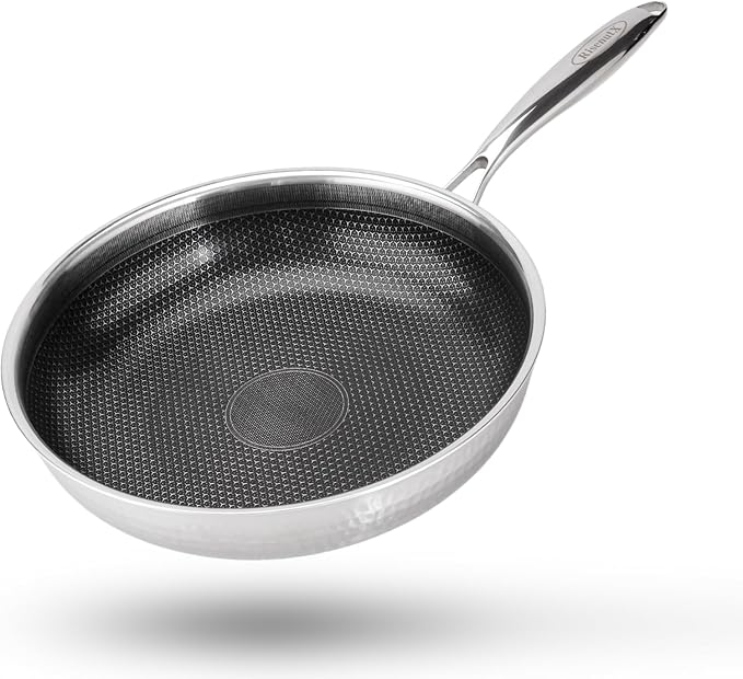 RisenutX Hybrid 12 inch Stainless Steel Non Stick Skillet