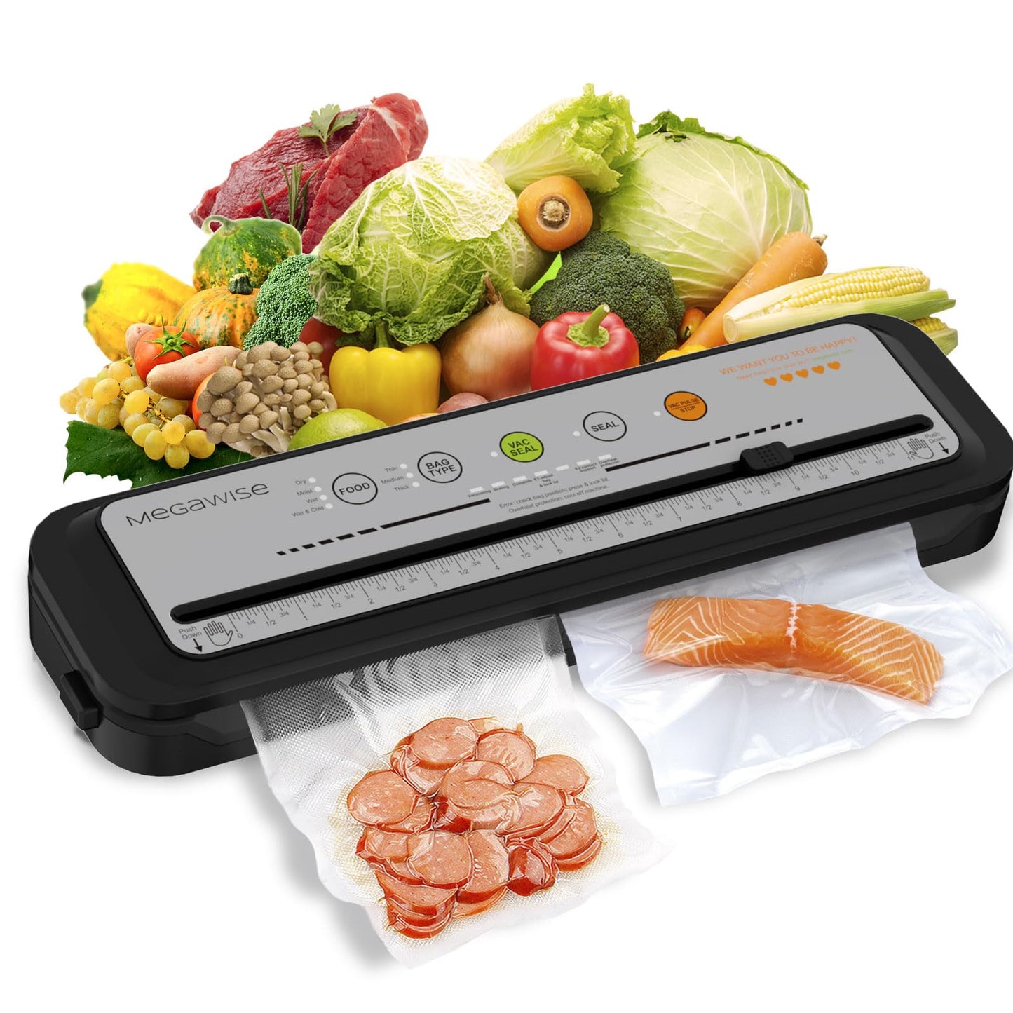 MegaWise Vacuum Sealer Machine | 80kPa Suction Power | Vac Seal Machine