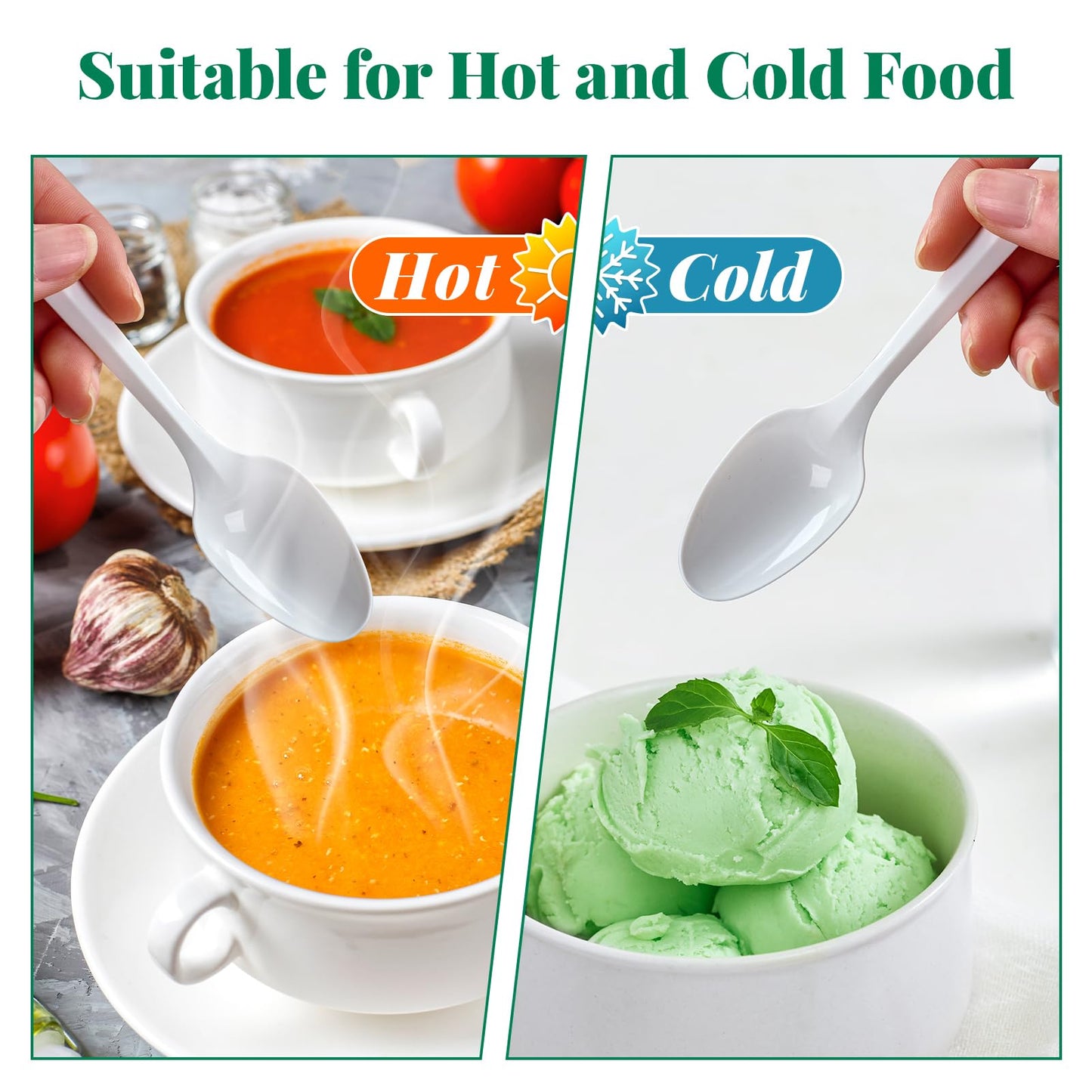 FOCUSLINE 2000 Pack White Plastic Spoons Bulk, Heat Resistant Teaspoons