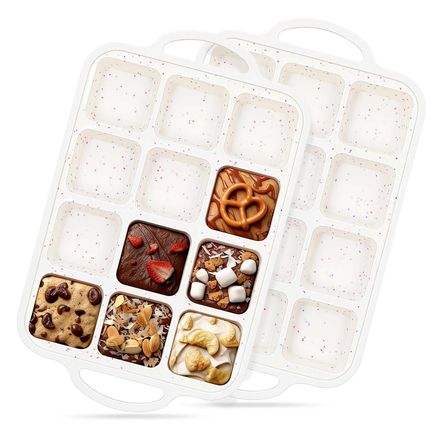 Vinino 8 x 8 Inch Silicone Brownie Pan, 2 Pack Square Mold with Steel Frame