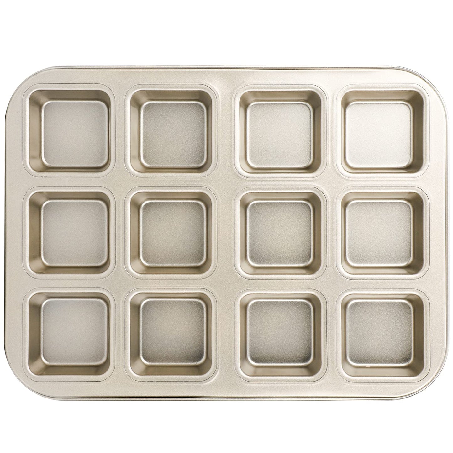 Beasea Brownie Pan with Dividers, 1 Set 12 Cavity All Edges Square Cupcake Brownie Pans Mini Cake Non Stick Baking Carbon Steel Bread Mold Small Edge 3x4 Individual Cutter Sheet Tray for Cookie Oven
