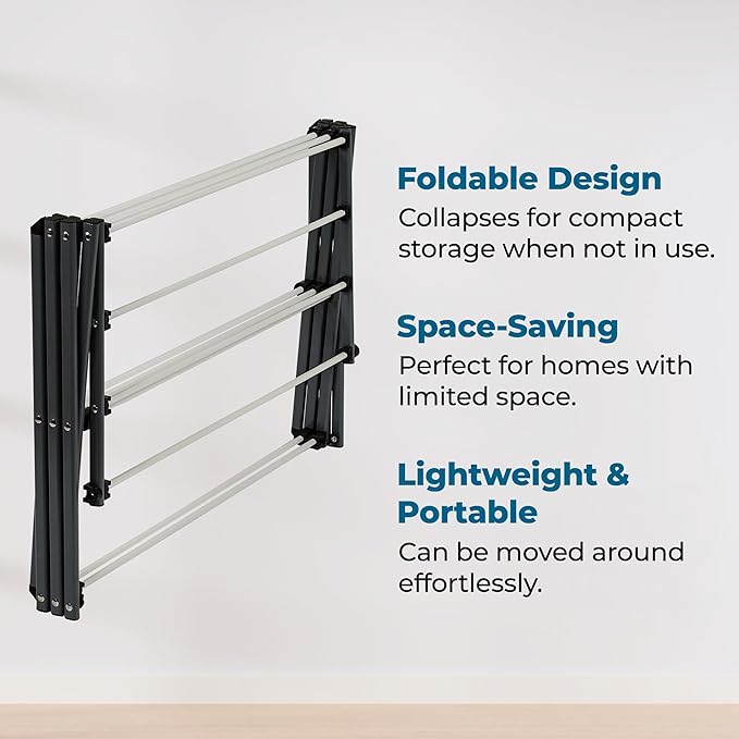 Honey-Can-Do Collapsible Clothes Drying Rack – Durable, Space-Saving Laundry & Towel Rack, Sturdy Clothing Rack for Hanging Clothes Indoors & Outdoors, Steel