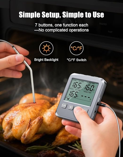 Vuwwey Dual Probe Meat Thermometer Digital for Cooking, Grilling & Smoking