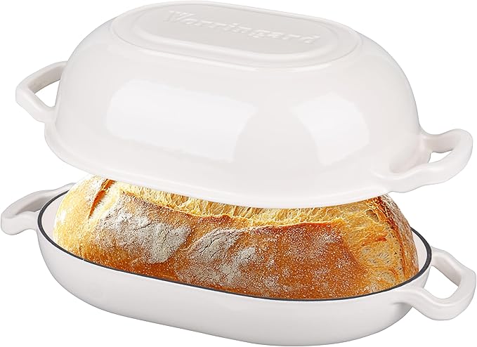 VORRINGARD Enameled Cast Iron Sourdough Bread Oven, Dutch Oven, Loaf Cast Iron Bread Pan for Homemade Bread Baking, Meatloaf Pan with Lid, 7QT, Pink