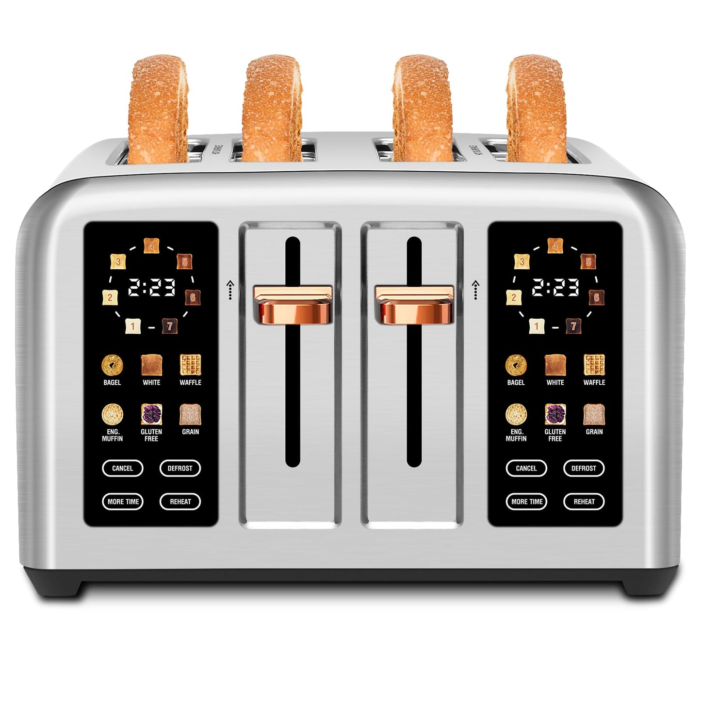SEEDEEM 2-Slice Touchscreen Toaster, Stainless, 7 Shade, 1350W, Grey
