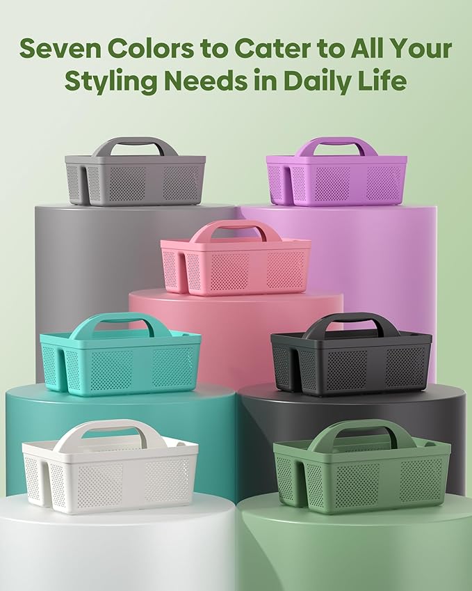 4 PCS Portable Shower Caddy, Integrated Handle, Reinforced Plastic, Organizer Storage Bathroom Supplies and Beauty Products, Cleaning Supplies, Shower Basket for Home, Dorm, Shelf and Cabinet