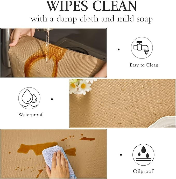 Beautysaid Shelf and Drawer Liner for Kitchen Cabinet, Non Adhesive Non Slip Shelf Paper Waterproof Washable Thickened for Dresser Pantry Shelve Bathroom Protector Liner(Beige,23.6 in x 20 FT)