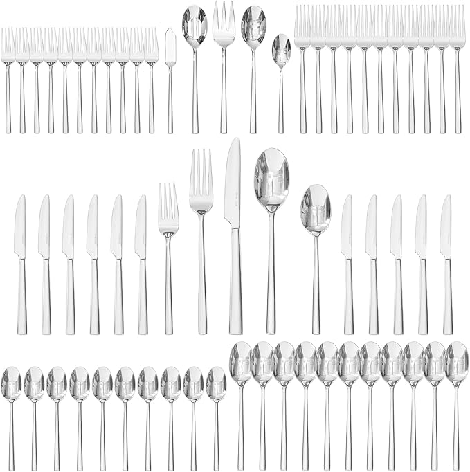 45-Piece Silverware Set with Serving Utensils, Forged Flatware Cutlery Set