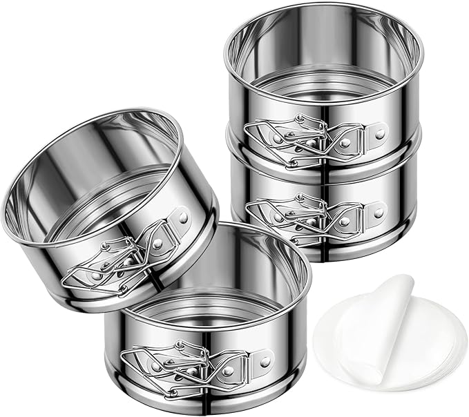 E-Gtong 4/7/9-Inch Springform Pan Set, Removable Bottom, Stainless Steel