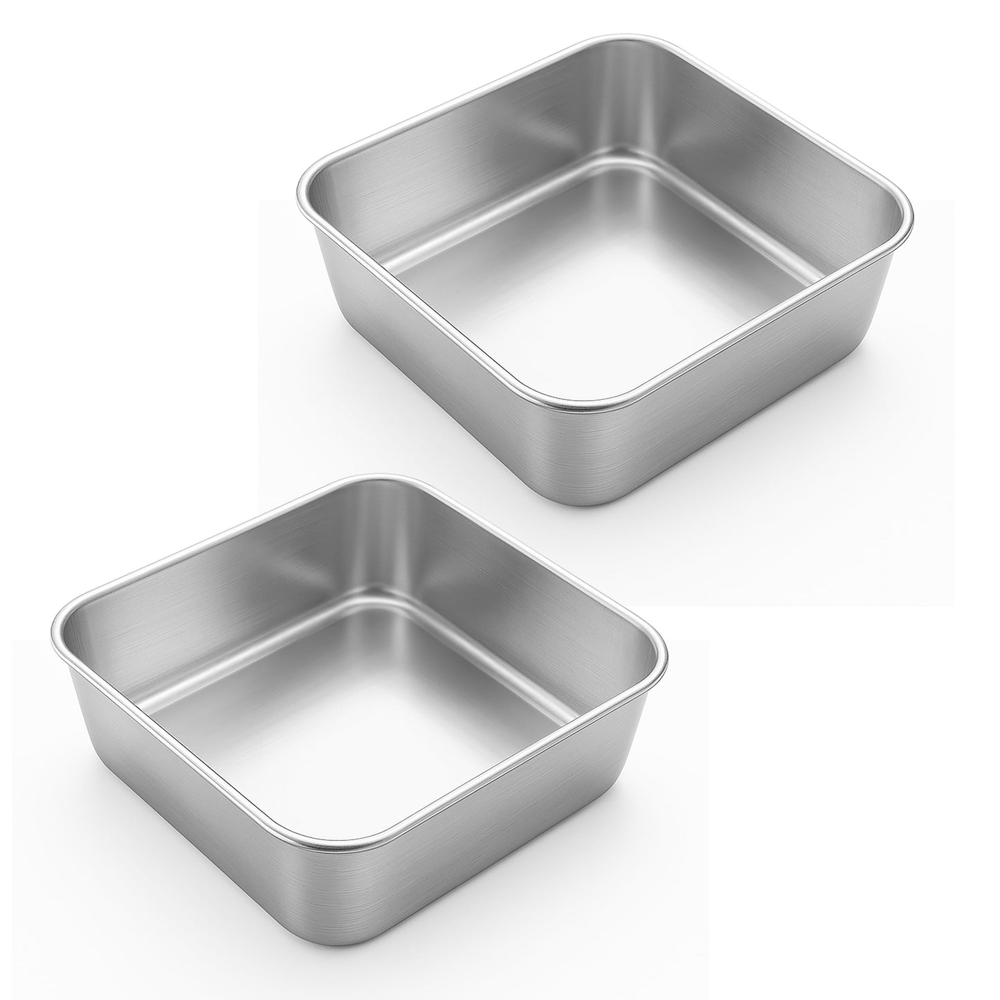 LIANYU 3 Pack 8 x 8 Inch Square Baking Cake Pan, Stainless Steel Cake Molds