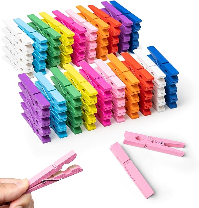 10 Colors Clothes Pins, 30PCS 2.9 Inch Wooden Clothespins, Rust Resistant Clothes Clip for Hanging Pictures, Photos, Clothes, Decoration Crafts