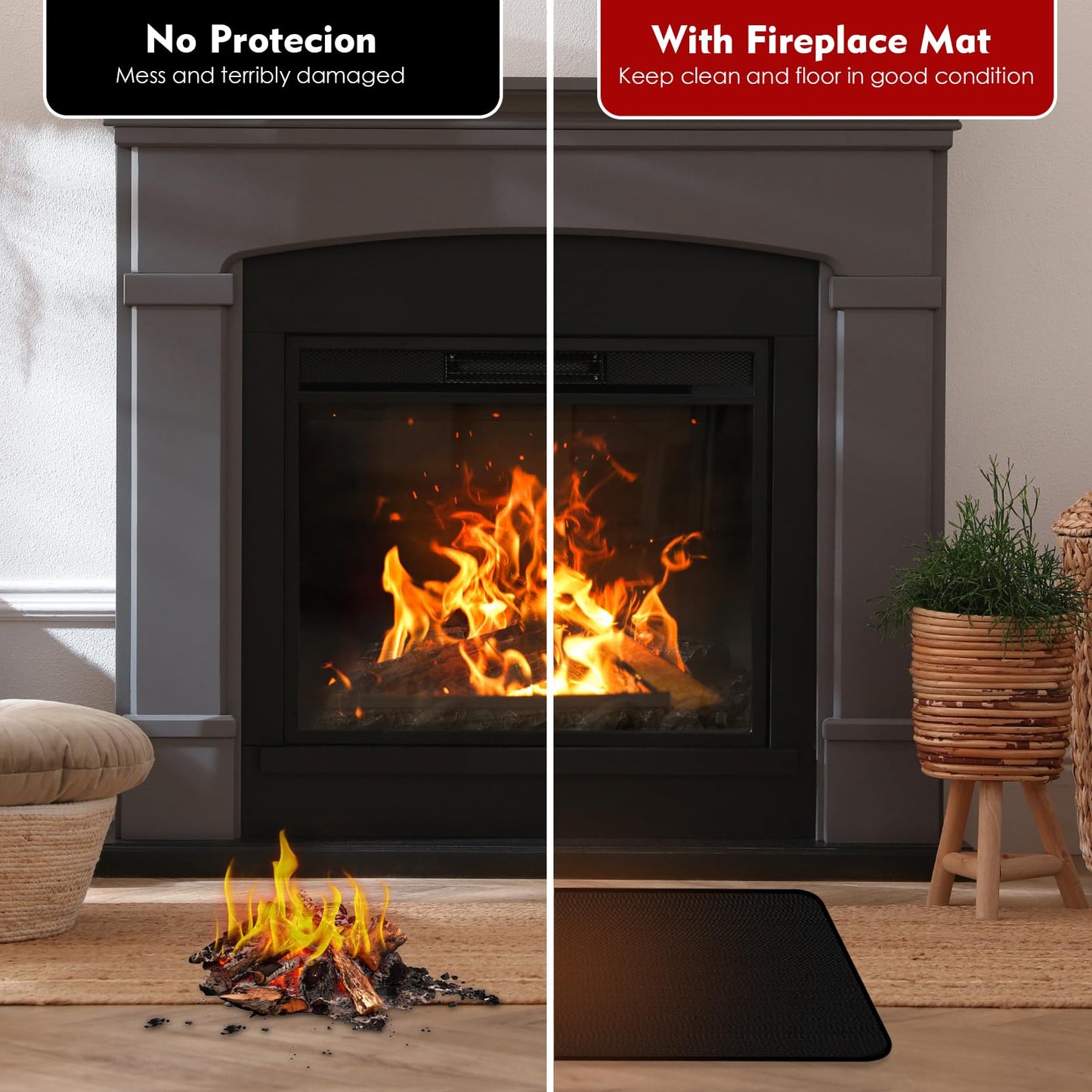Himake 60×42 Inch Grill Mats for Outdoor Grill, Hearth Rugs for Fireplaces Fireproof, Gas and BBQ Grill Oil-Proof Water-Proof Protector for Decks, Patios，Grassand Indoor Grill