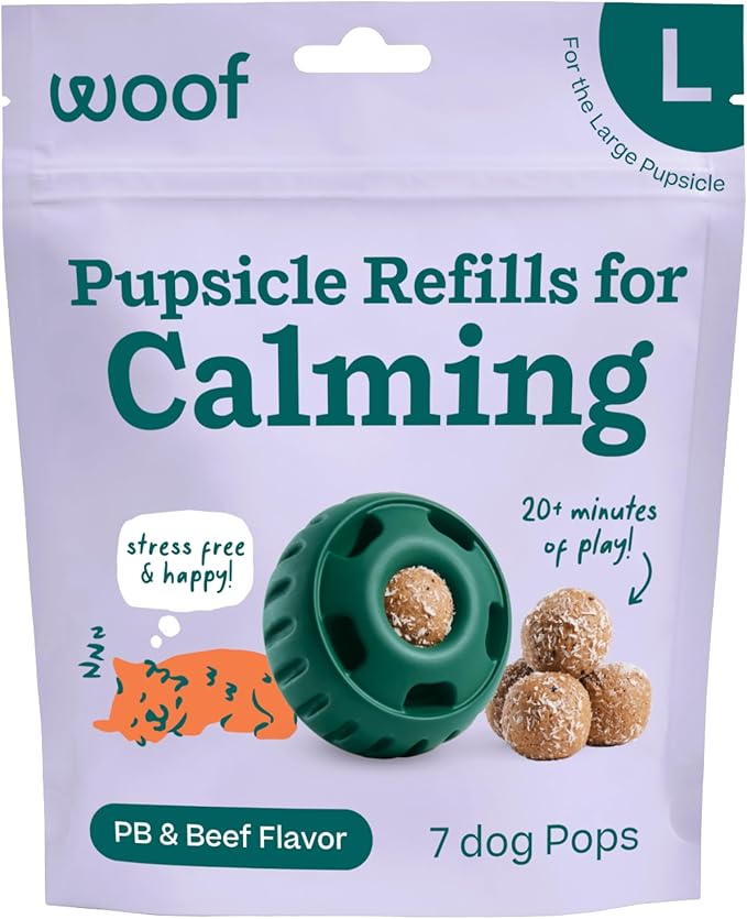 WOOF Pupsicle Refill Pops for Calming - Long-Lasting Refills for the Pupsicle Toy to Promote Calm - Calming Dog Treats - Magnesium for Dogs- Small Pops - 10 Count