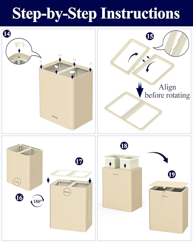 Kitsure Laundry Basket 95L – Large Laundry Hamper with Lid, 2-Compartment Divided Clothes Sorter with Removable Hamper Bags, Gray Organizer for Laundry Room, Bathroom & Bedroom, 22.2" x 16" x 27.4"