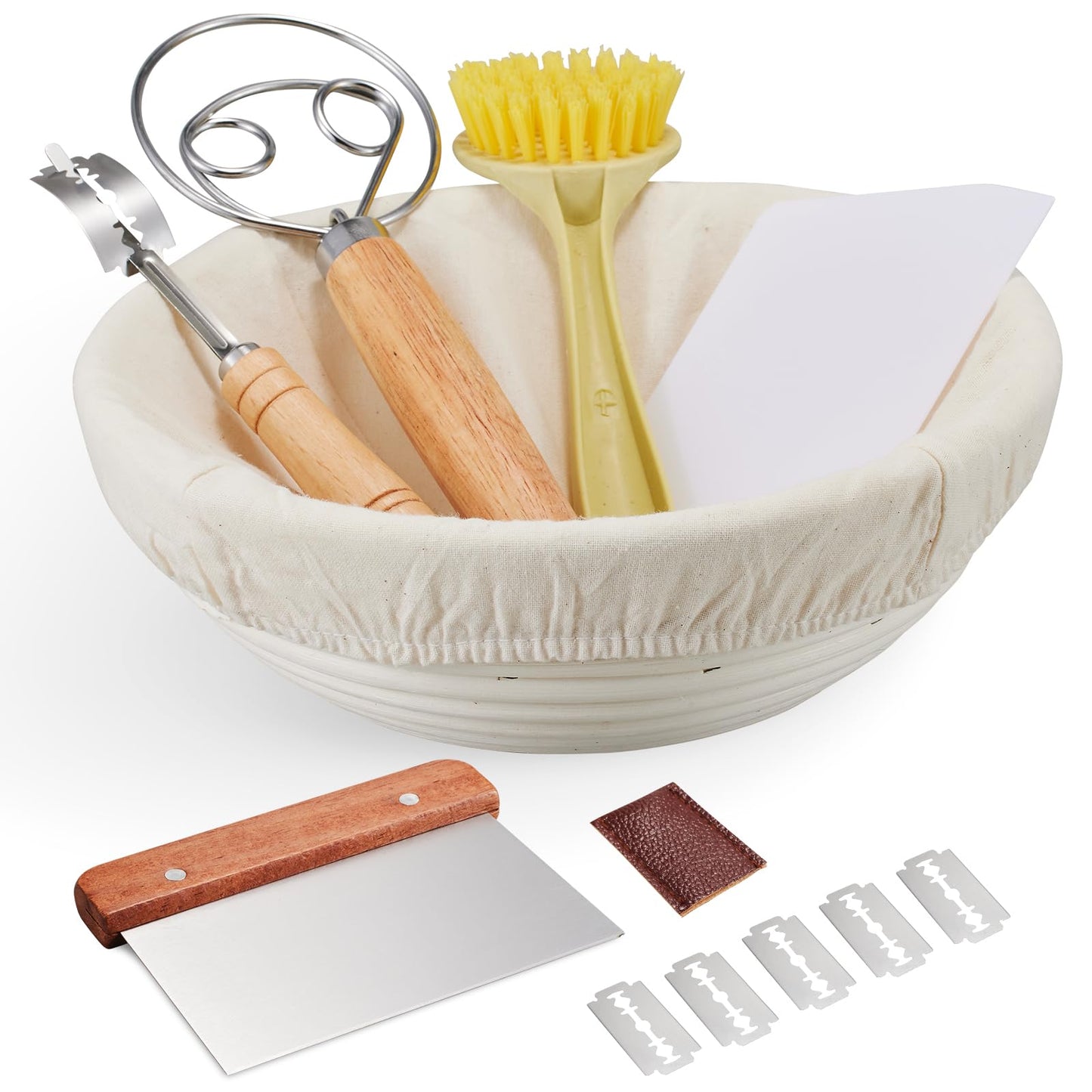Dimpola Banneton Proofing Basket for Sourdough Bread, Handmade & Natural Rattan - Round Dough Rising Basket for Baking - Perfect for Artisan Breads (Round of 2 Gift Set)