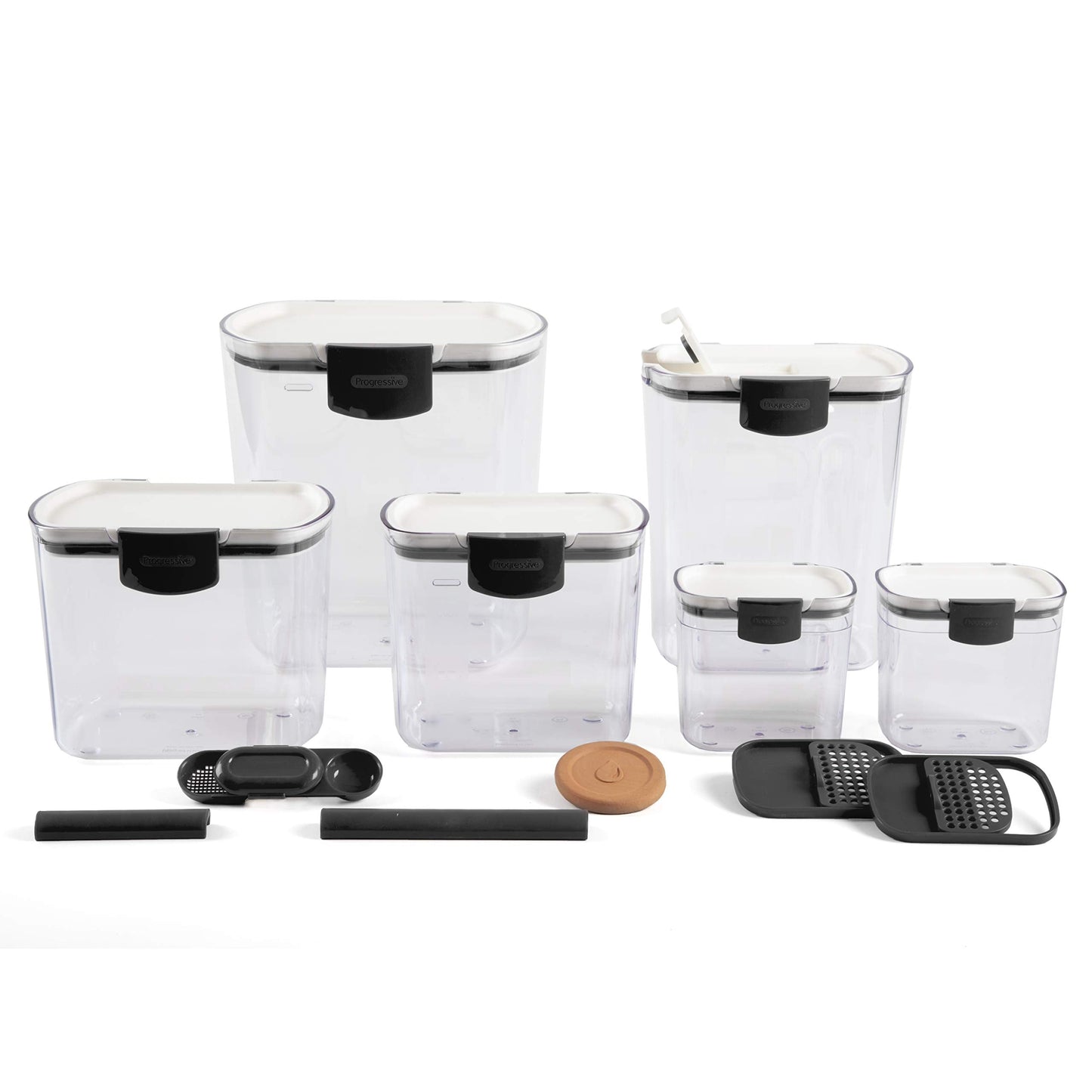 Progressive ProKeeper Baker's Airtight Kitchen Storage Canister Container Set for Flour, Sugar & More, Keeps Ingredients Fresh, with Accessories (Turquoise, 6- Piece)