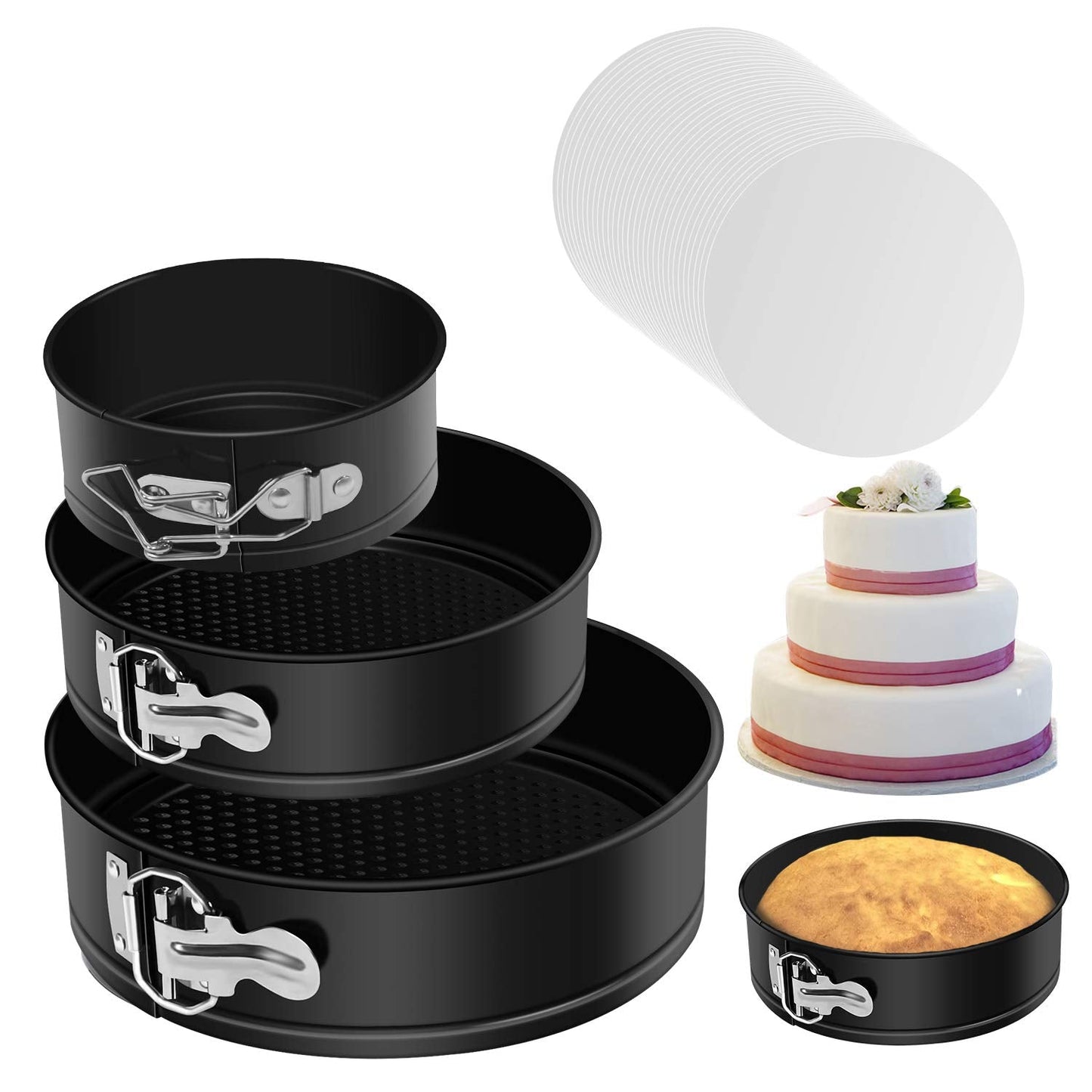MASSUGAR 4 Inch Springform Pan 4 Pack Mini Cake Pan Cheesecake Pan
