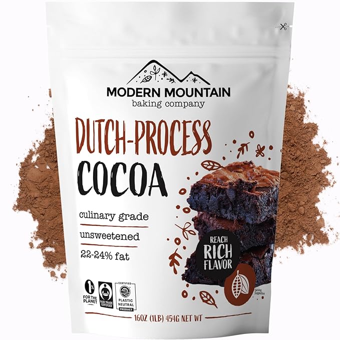 Cocoa Powder (8 oz) Dutch Processed Cocoa Powder, Unsweetened, Extra Rich Cocoa Flavor, 22-24% Fat, Premium Culinary Grade, Non-GMO Sourced, Fair Trade Certified, Perfect Cocoa for Baking and Cooking