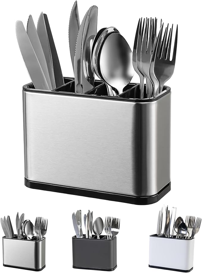 LIBODOUR Utensil Holder,Kitchen Silverware Holder for Countertop