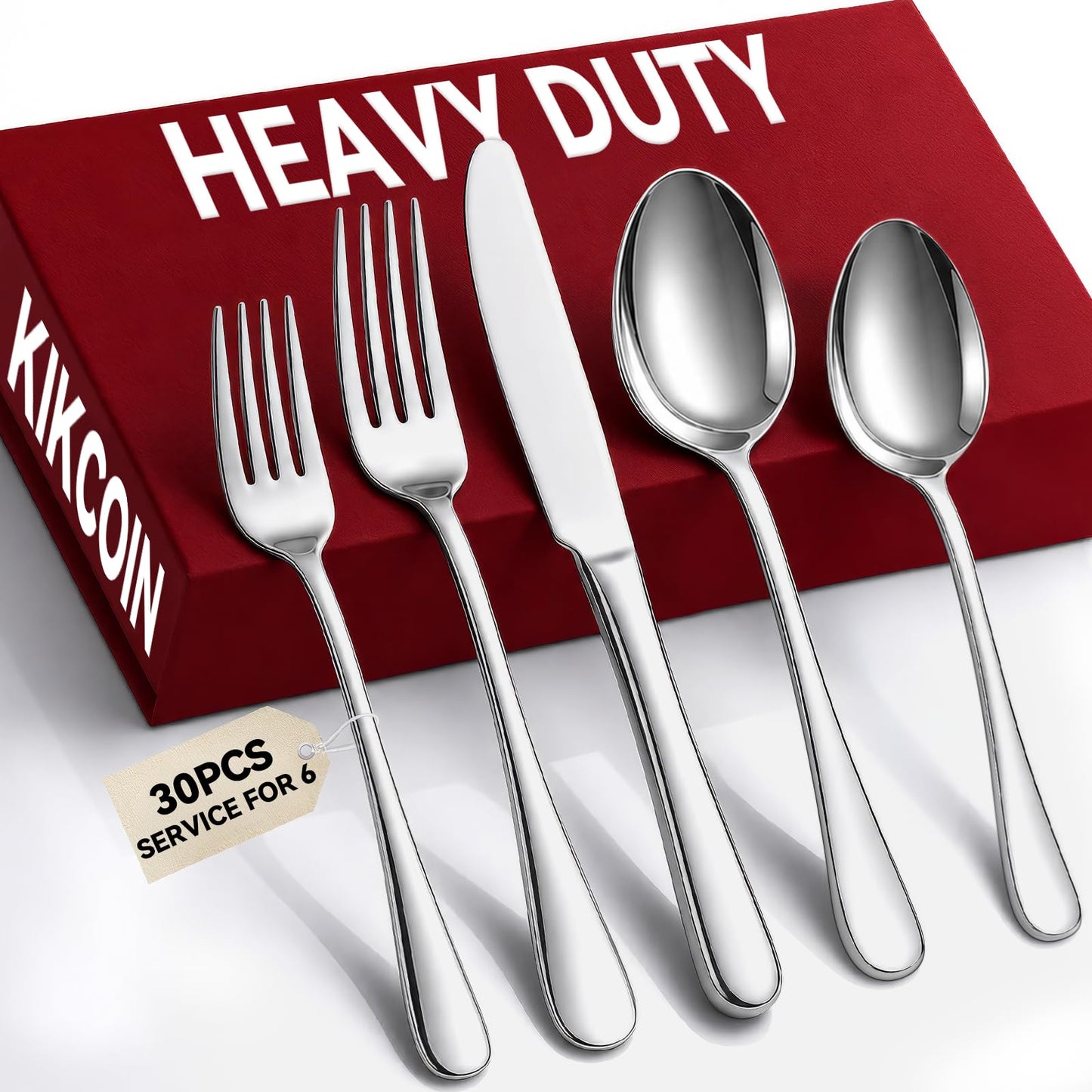 30 Pcs Silverware Set for 6, Stainless Steel Flatware Utensils Cutlery Set