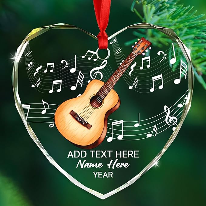 Personalized Drum Musical Instrument Glass Ornament, Customized Year Text Name Christmas Ornaments Gift for Drummer Husband Wife Dad Mom Kids, Unique Drum Set Glass Christmas Ornament for Birthday