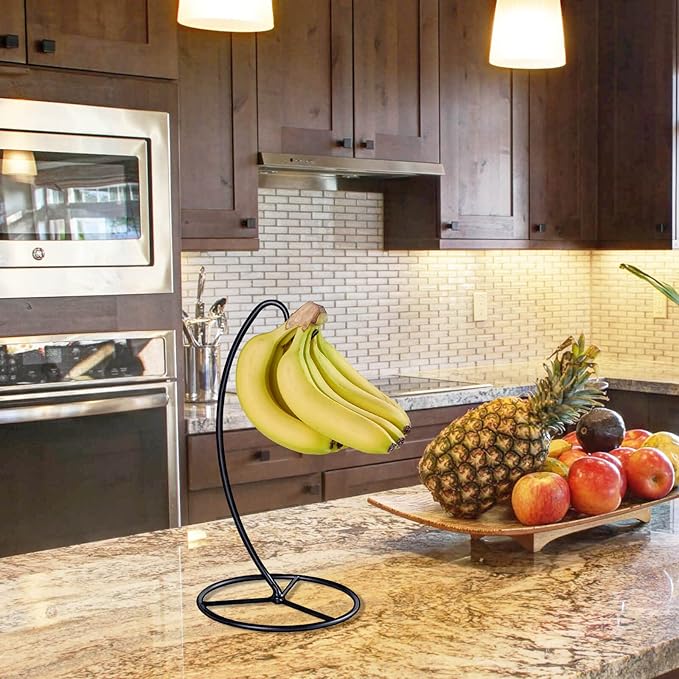 Banana Holder Stand, Banana Hanger Stand Black, Metal Bananas Tree Hanger to Keep Bananas Fresh for 15LB