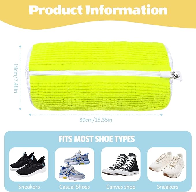 Shoe Washing Machine Bag:Shoe Washing Bag for Dryer & Washer, 2pcs Reusable Laundry Shoe Bag for Sneaker Tennis Shoes Unstain Cleaner Kit XXL (Green)