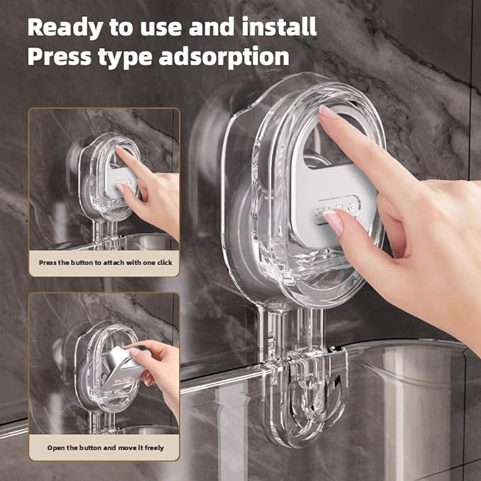 No-Drill Bathroom Suction Storage Box,Corrugated Suction Cup Storage Holder,Powerful Suction Storage Box,Removable Hanging Storage Basket, No Drilling Shelves Caddy, Ripple Acrylic Wall Shelf (Brown)