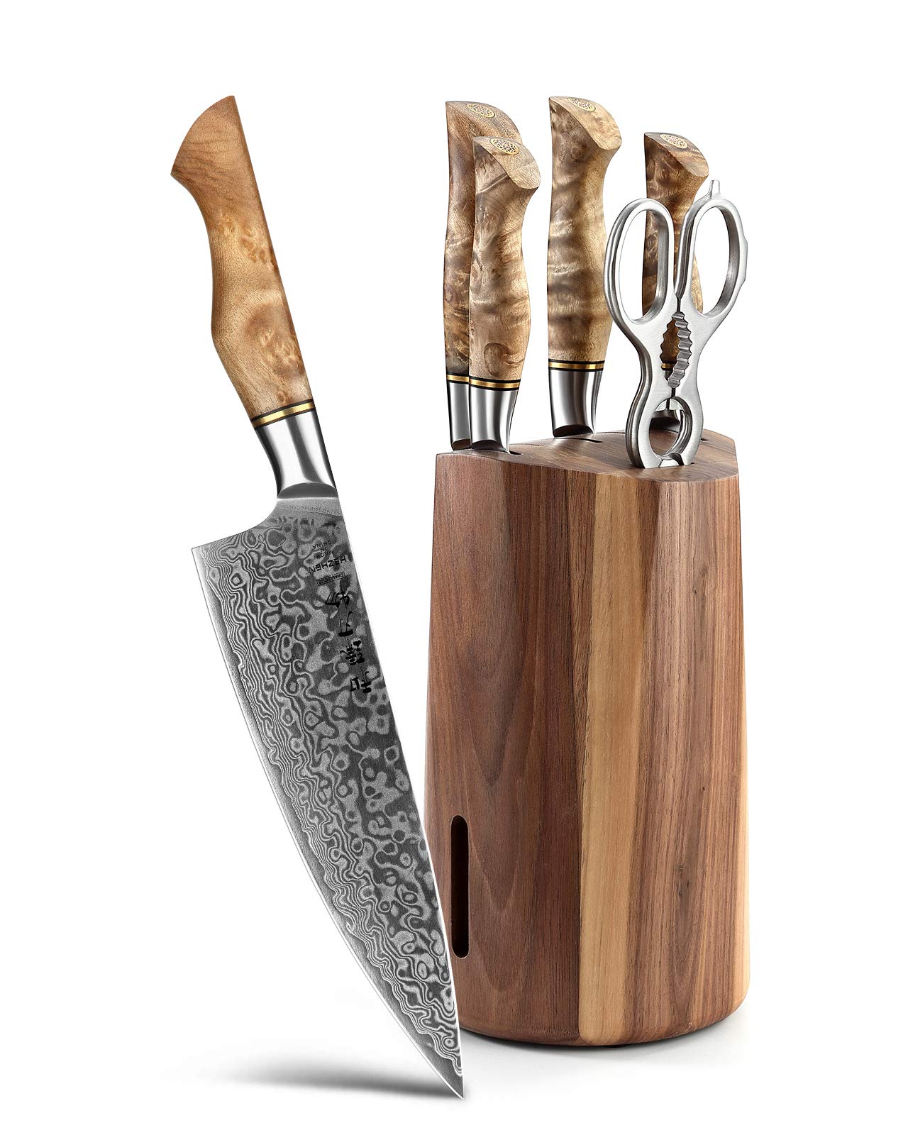 HEZHEN 8.3-Inch Bread Knife – 67 Layers Damascus Steel, Professional Serrated Slicer for Sourdough & Artisan Bread, Figured Sycamore Handle