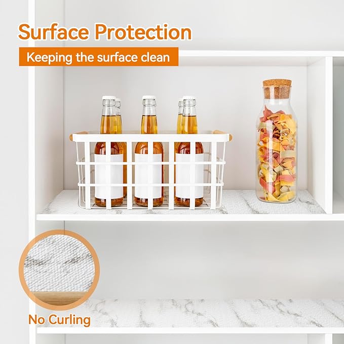 Shelf and Drawer Liner for Kitchen Cabinets Non-Adhesive, Strong Grip Non-Slip Thickened Cabinet Liners for Shelves, Waterproof Mats for Dresser Cupboard, White, 23 in x 30 Feet
